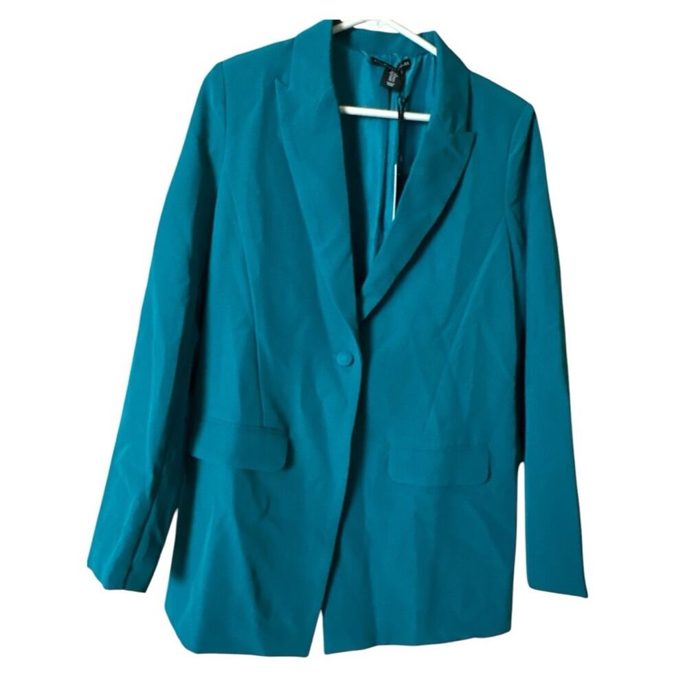 Sincerely Jules One Button Front Pockets Teal Women's Blazer Sz M NWT